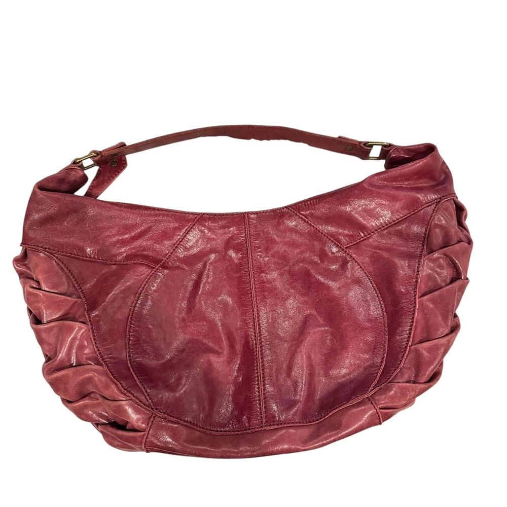 HOBO The International Burgundy Soft Leather Crescent Hobo Shoulder Bag